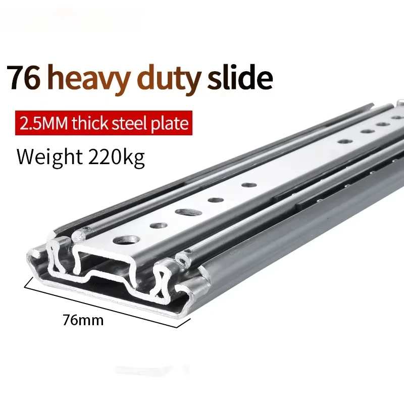 Heavy Duty Drawer Slides 1 Pair 12-80 Inch Full Extension Sliding Ball Bearing 500LBS Load 3-Fold Guide Rail with Lock
