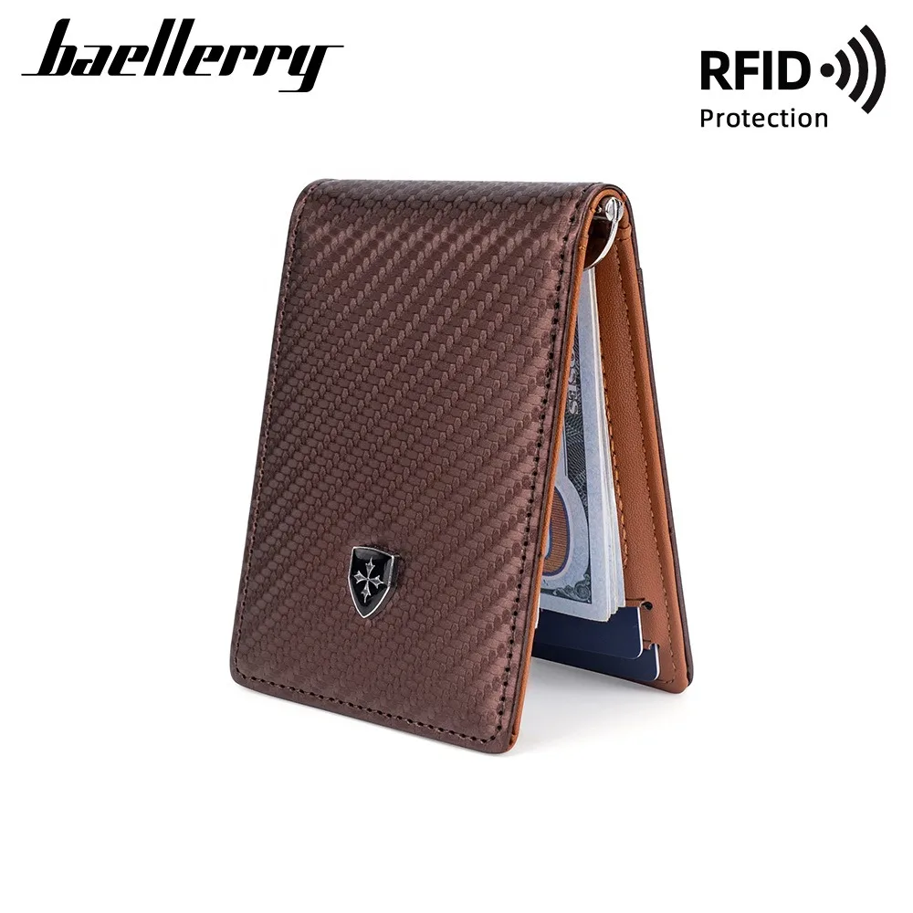 Baellerry Cartera corta minimalista RFID, plegable delgada de cuero PU de sombra lisa para uso diario