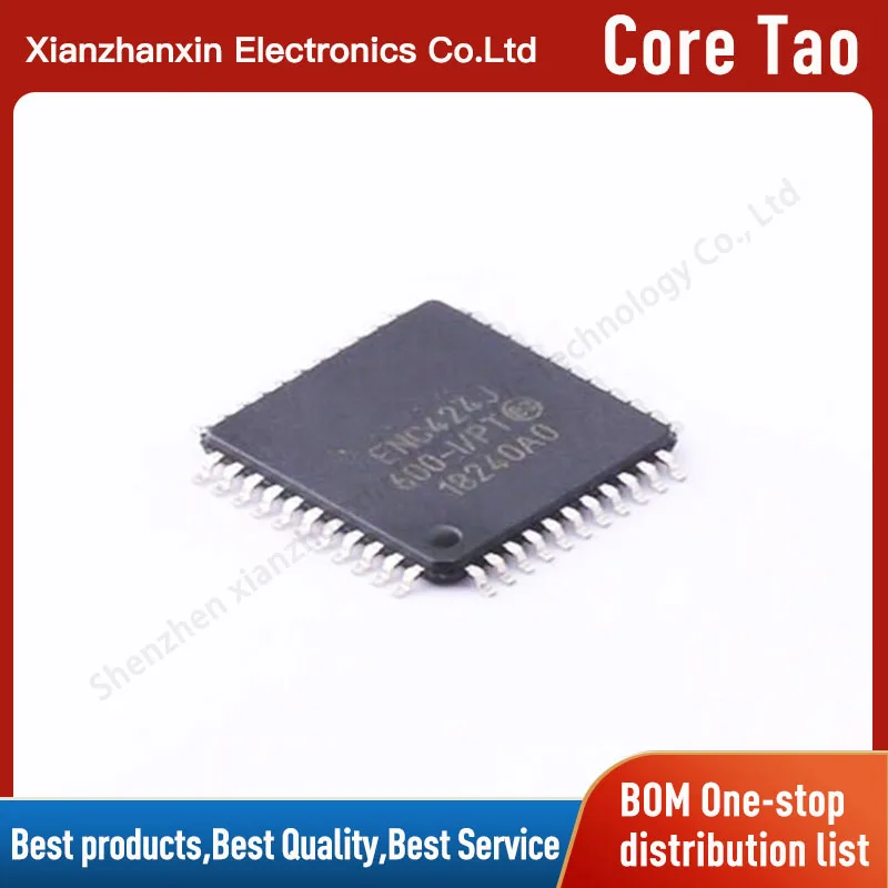 1~5pcs/lot ENC424J ENC424J600 ENC424J600-I/PT QFP44 Ethernet controller