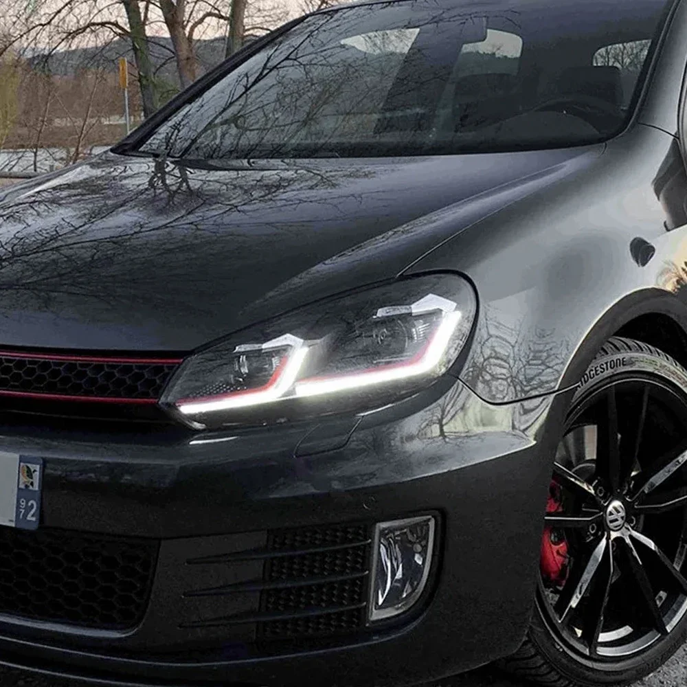 

Для VW Golf 6 MK6 2010-2012: Комплект передних фар для модернизации, высококачественные светодиодные проекторные фары Golf 7.5 с двойной линзой, аксессуары для установки.