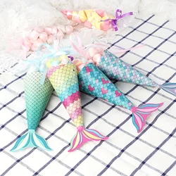 OurWarm Mermaid Paper Candy Gift Box invitation Card Gifts Bags Girls Birthday Treat Mermaid Party Favors Decoration