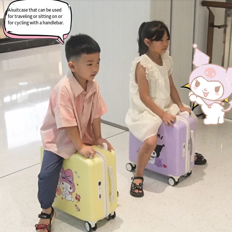 

18 Inches Sanrios Girl's Luggage Cartoon Can Sit Ridable Carry-On Suitcase Boy Mini Light Trolley Case Universal Wheel Cartoon