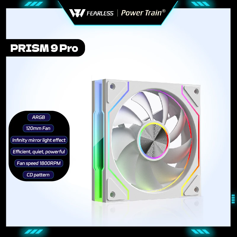 Power Trian PRISM 9 Pro PC Fan 120mm ARGB Quiet Cooling 12V Large Air Volume Computer Chassis Fan 3PIN 4PIN 61.5CFM ventilador