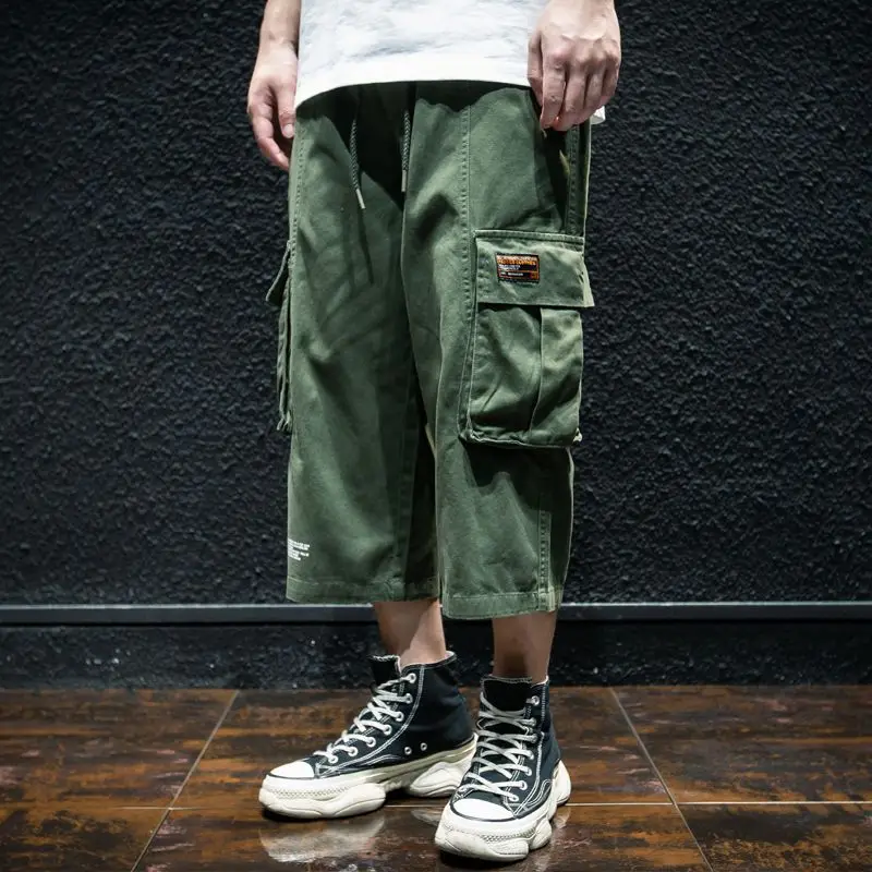 

Summer Men's Loose Casual Work Pants Seven Inches Long Thin Sle plus Size Straight Leg ort orts Breathable Polyester Fiber