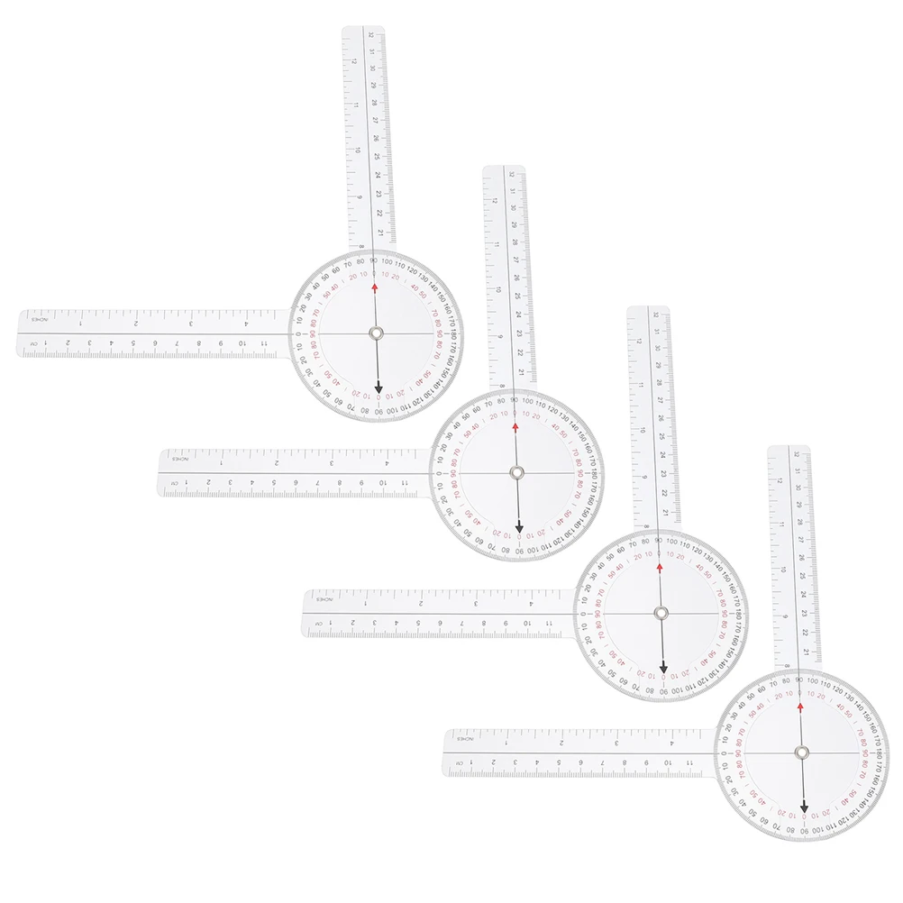 4 Pcs 8 Inch Angle Ruler Lightweight Plastic Protractor Clear Scale Goniometer Measuring Tool Foldable Ruler Math Gift Kids