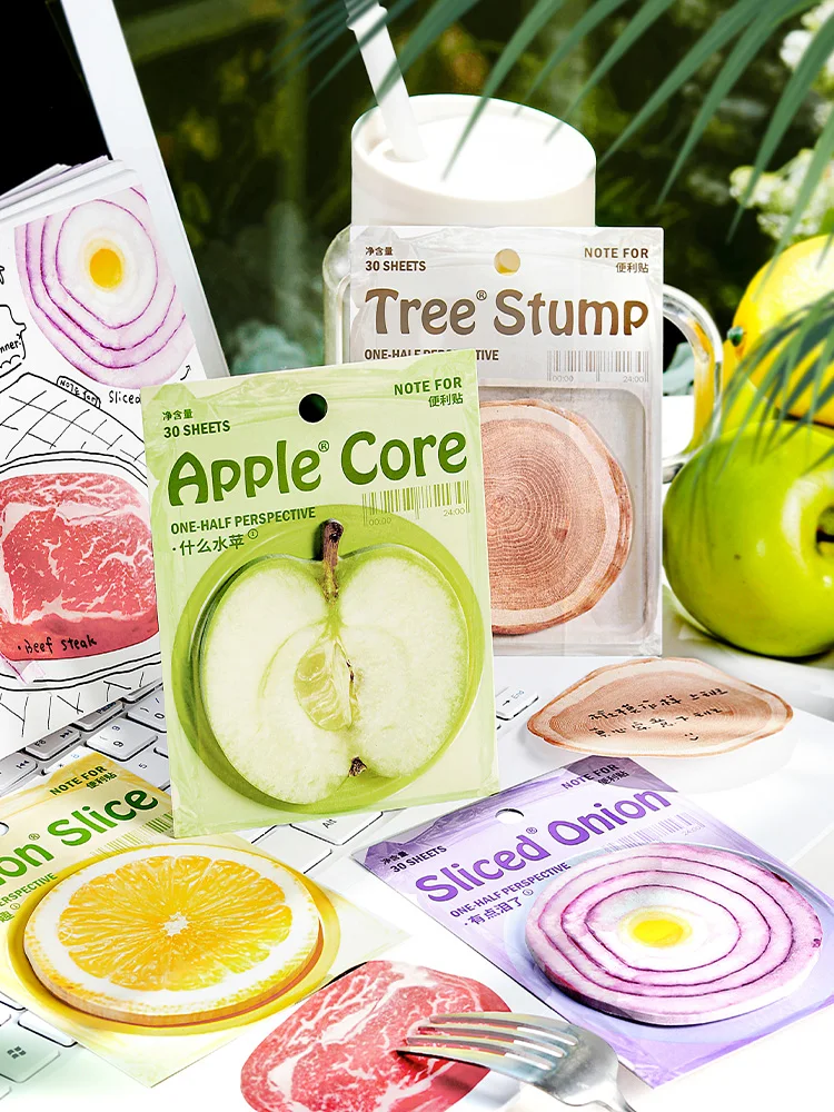 30 個かわいいアップルレモンビーフ付箋メッセージノート紙 DIY メモパッド装飾スクラップブッキング日記コラージュかわいいメモ帳