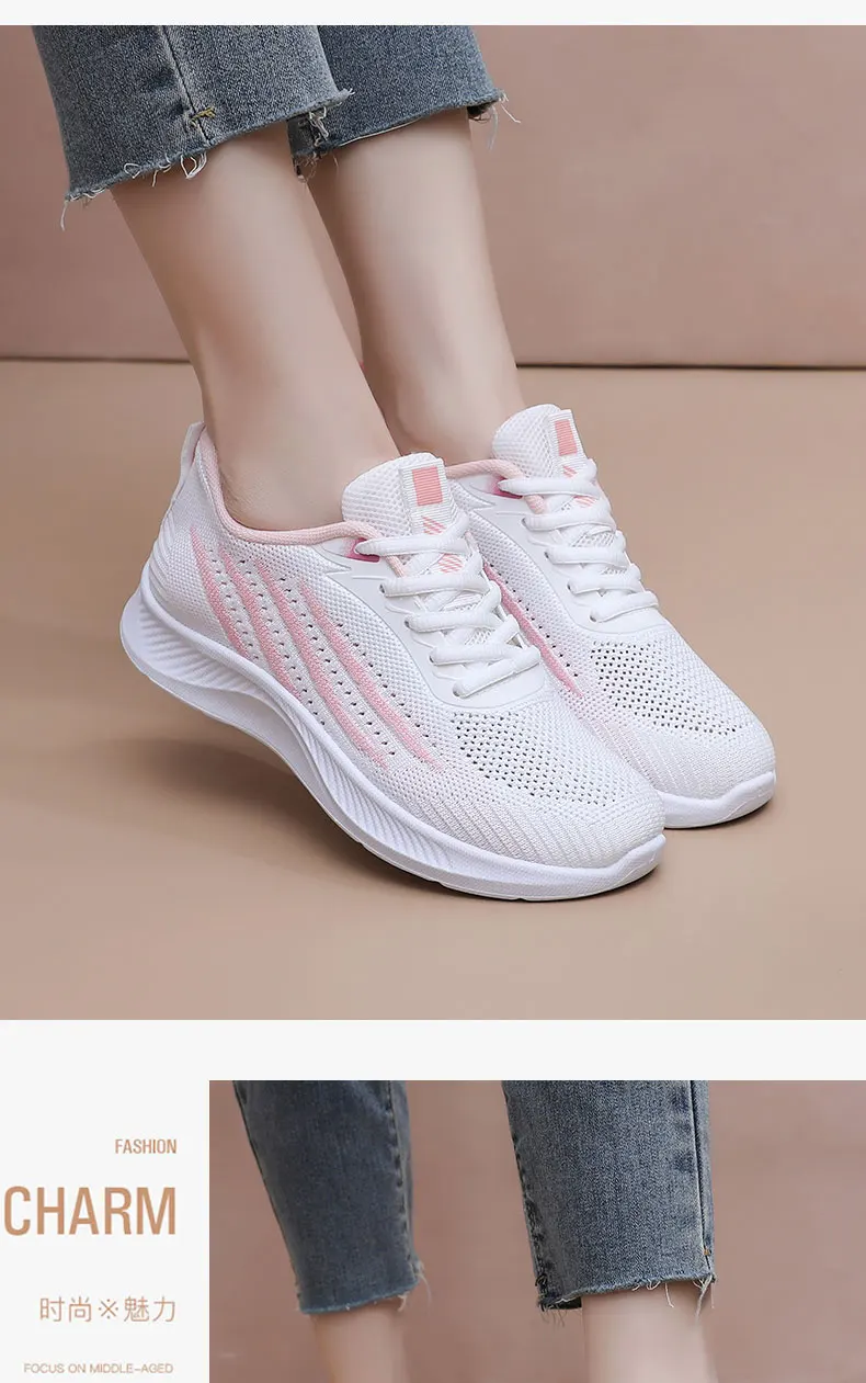 Atmungsaktive Sportschuhe aus Mesh für Damen, leichte und bequeme Sportschuhe mit weicher Sohle, Damen-Schnürschuhe für Freizeitaktivitäten und zum Laufen. – Detail 4