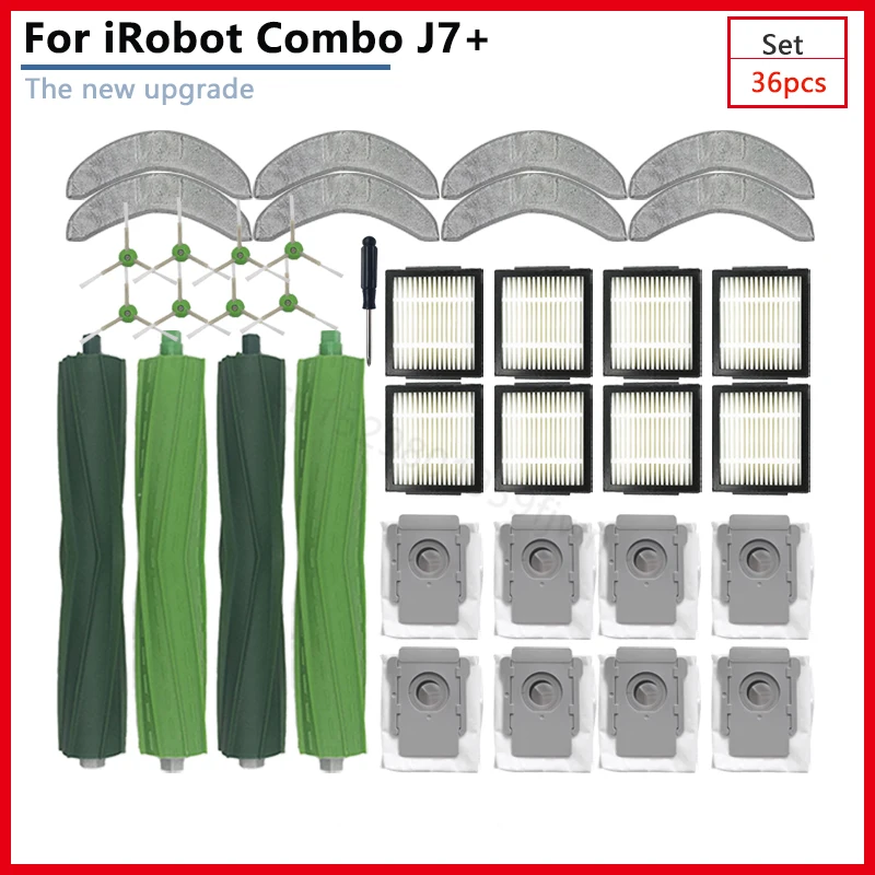 ل iRobot كومبو J7 + جهاز آلي لتنظيف الأتربة استبدال الجانب الرئيسي فرشاة القماش خرقة فلتر Hepa كيس لجميع الغبار اكسسوارات المنزل أجزاء