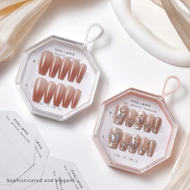 

Octagon Fake Nails Storage Box - Clear Flip-Top Display Case with Soft Handle & Free Cards (Organizer for Essential Solution)