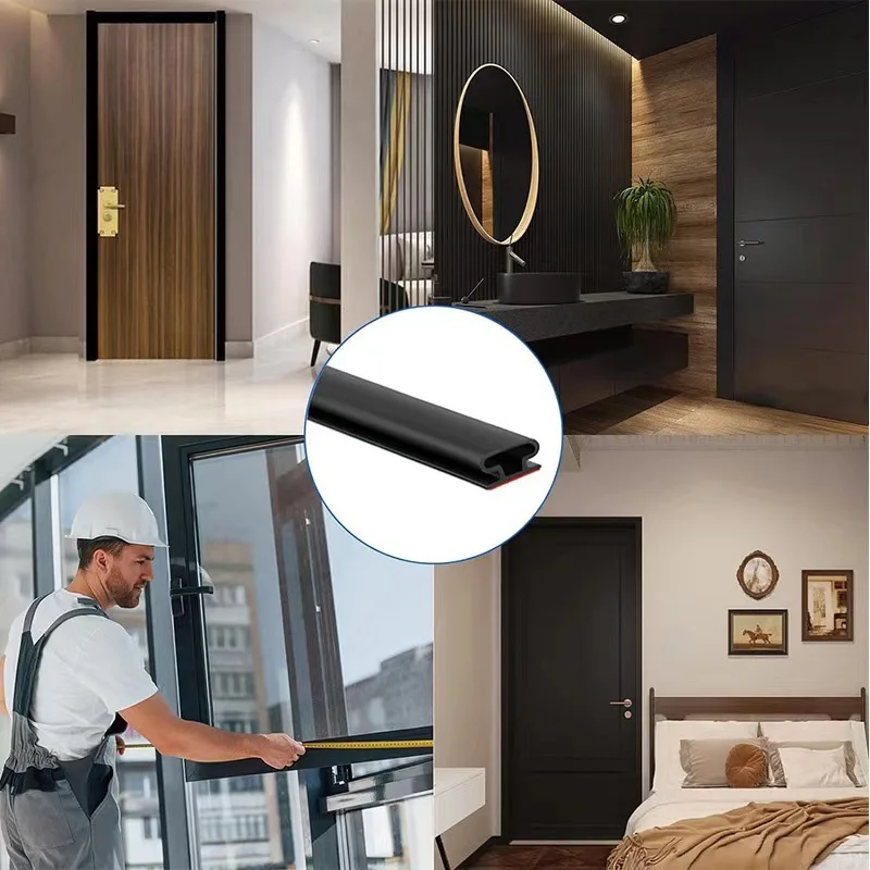 6M D‑Shape Self‑Adhesive Weather Stripping Rubber Seal Strip Soundproof Windproof Insulation Door Frame Sealing Strip