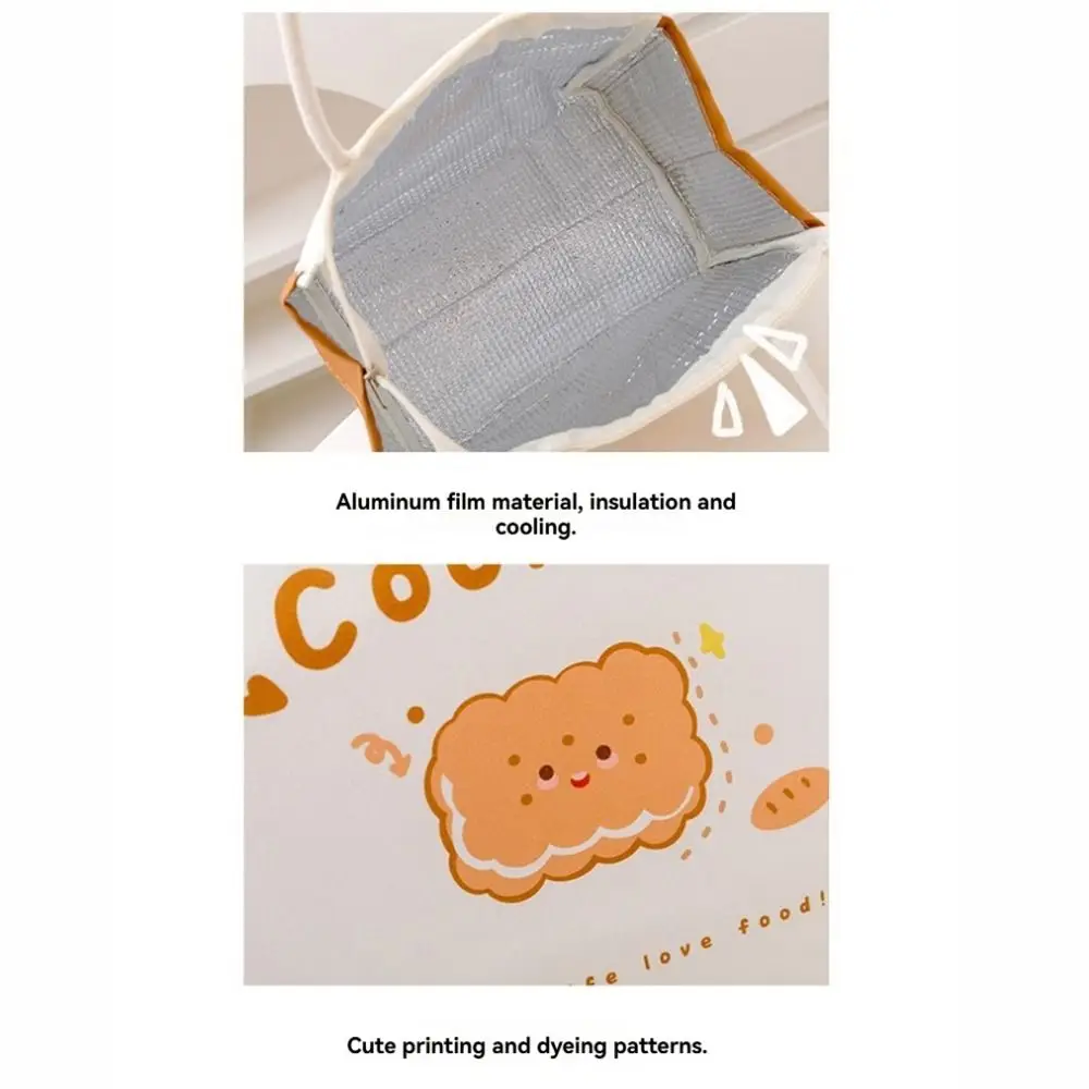Cute Portable Thermal Lunch Bags Cartoon Large Lunch Box Tote Bag Multi-Purpose Food Storage Bags Women Girl Kids
