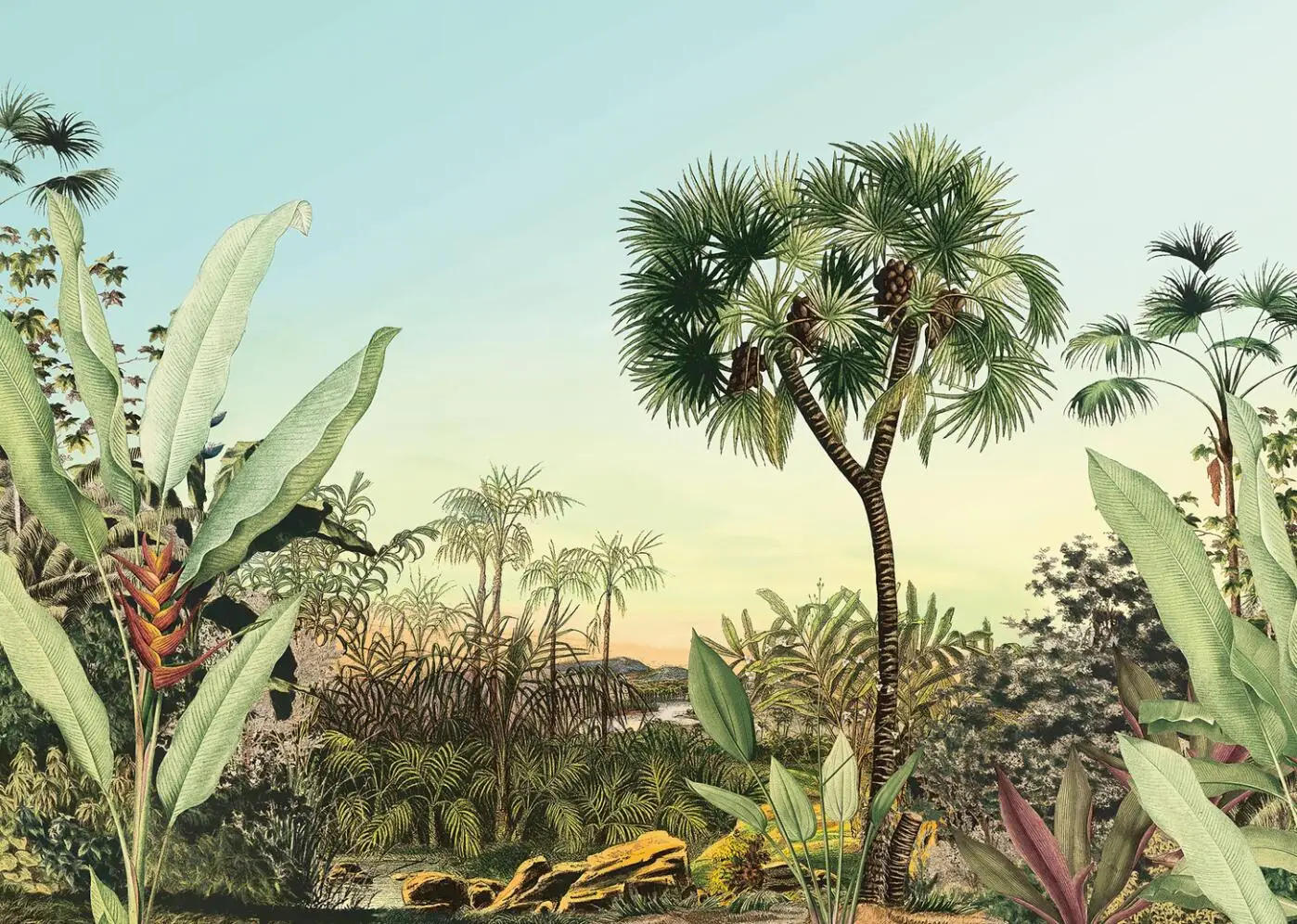Benutzerdefinierte tapete wandmalereien handgemalte tropischen dschungel blumen und vögel wallpaper wohnzimmer TV hintergrund papel de parede