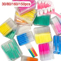 30/80/150/160 Uds cepillo interdental tipo I 0,6-1,5 Mm limpieza entre los dientes cuidado bucal ortodoncia forma de I hilo dental