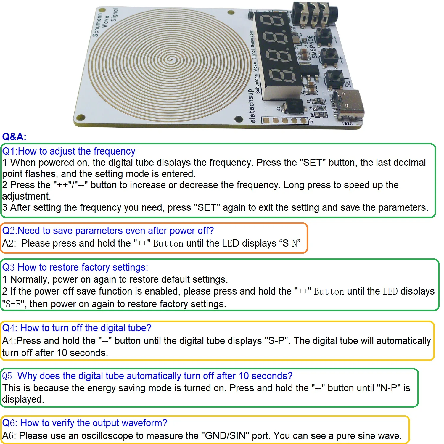 Mini-Schumann-Resonanzgenerator, 7,83 Hz Frequenz, 0,01 Hz bis 9999 Hz Bereich, tragbares Gerät für Resonanztherapie und -exploration – Detail 4