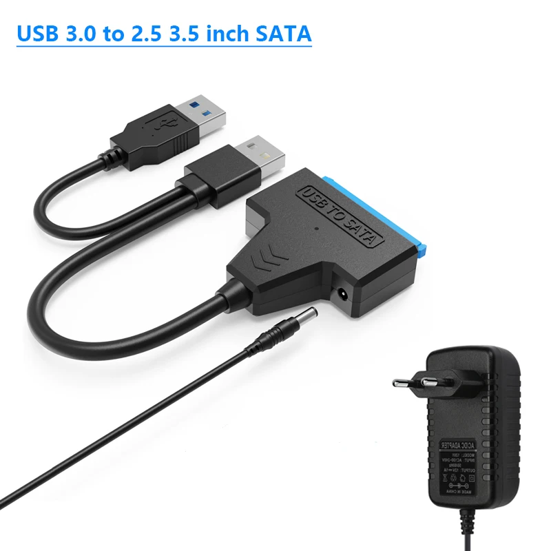 Переходник для кабеля Sata-USB 3,0 с источником питания 12 В, 2 А для 2,5 3,5 дюймового SSD HDD жесткого диска, внешний разъем 22Pin