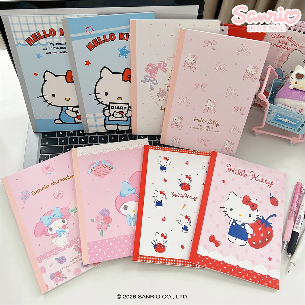 1/2Pcs Genuine Sanrio Hello Kitty My Melody A5 Glue Bound Notebook 40Pages Writing Book for Office Students Study Stationery