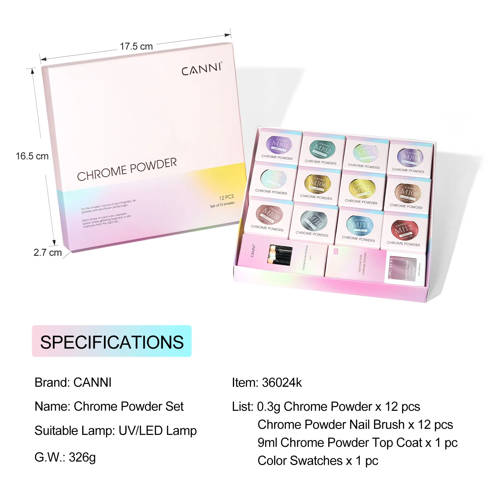 CANNI 9ml Ultra-Glänzender Überlack für Chrom-Puder Spiegeleffekt Perlglanz Metallic-Pigment Abziehbarer UV-Gel Nagelkunst-Dekorationslack – Detail 13