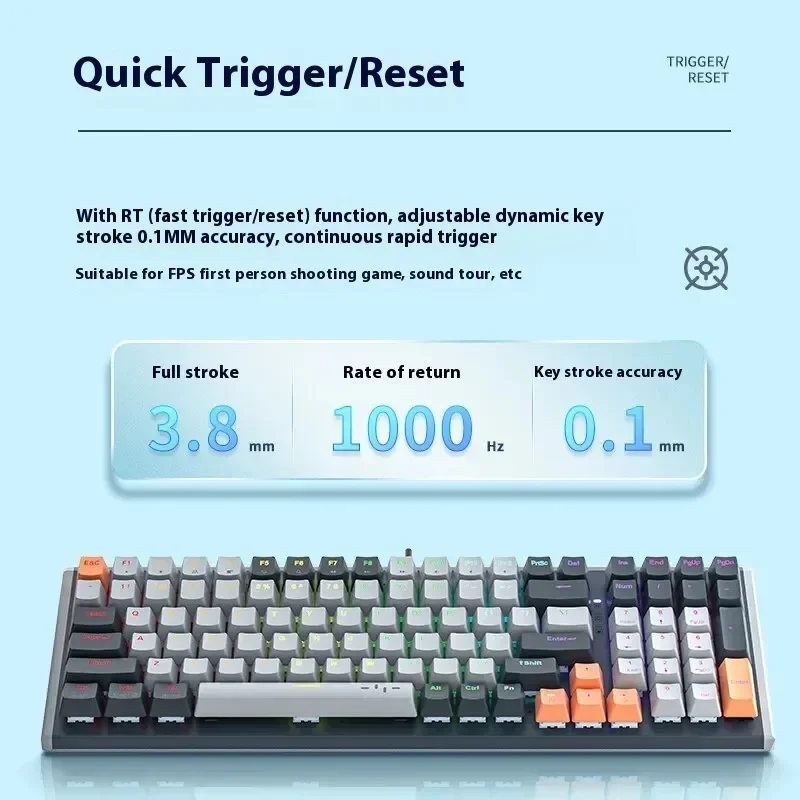 Gm560pro Tastiera meccanica ad asse magnetico Modalità Thri 100 tasti Hot Plug Periferiche per computer Specifiche da gioco Valorant ergonomico