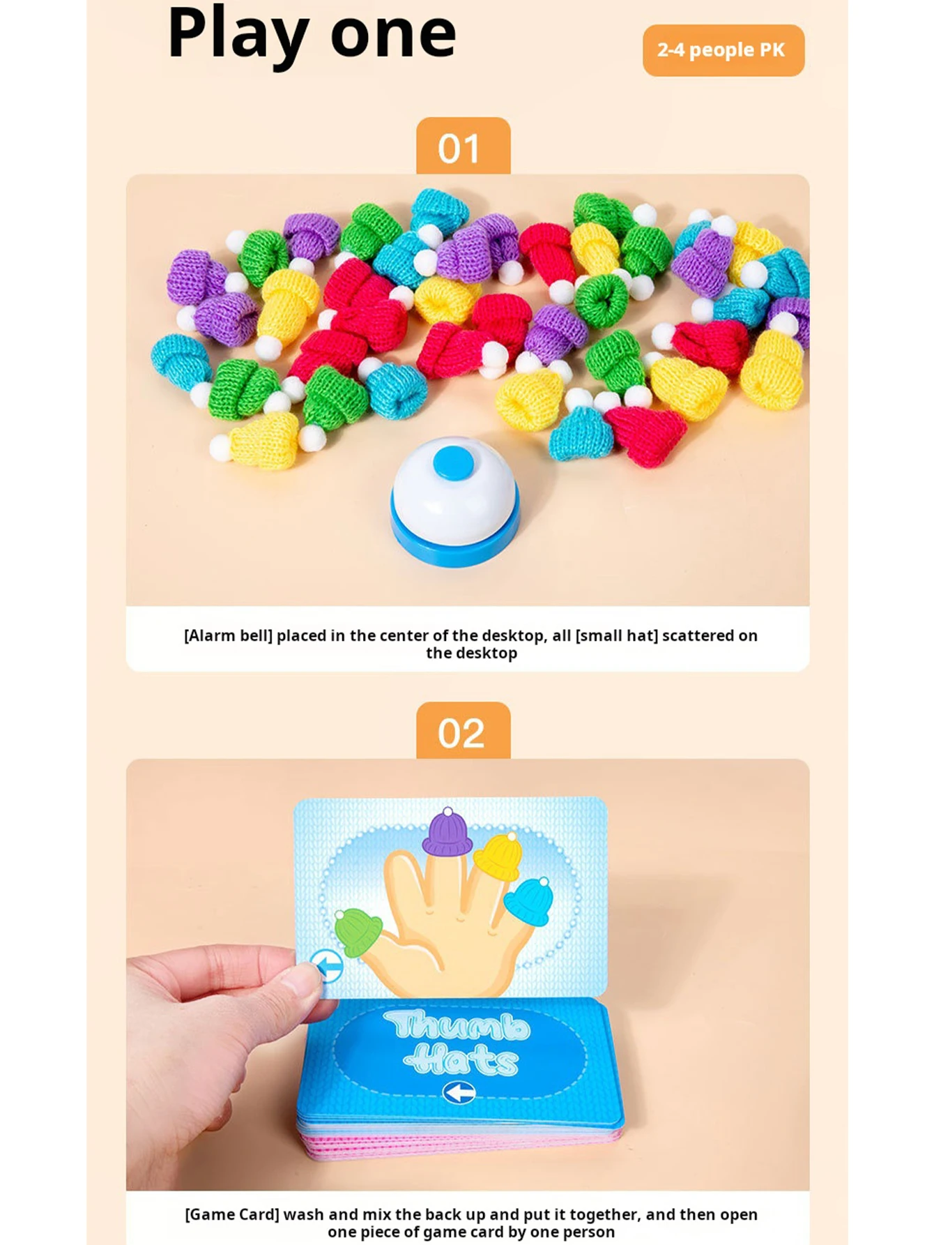 Jeu Montessori de couleurs assorties pour doigtiers pour enfants, jouets éducatifs sensoriels pour main gauche et droite