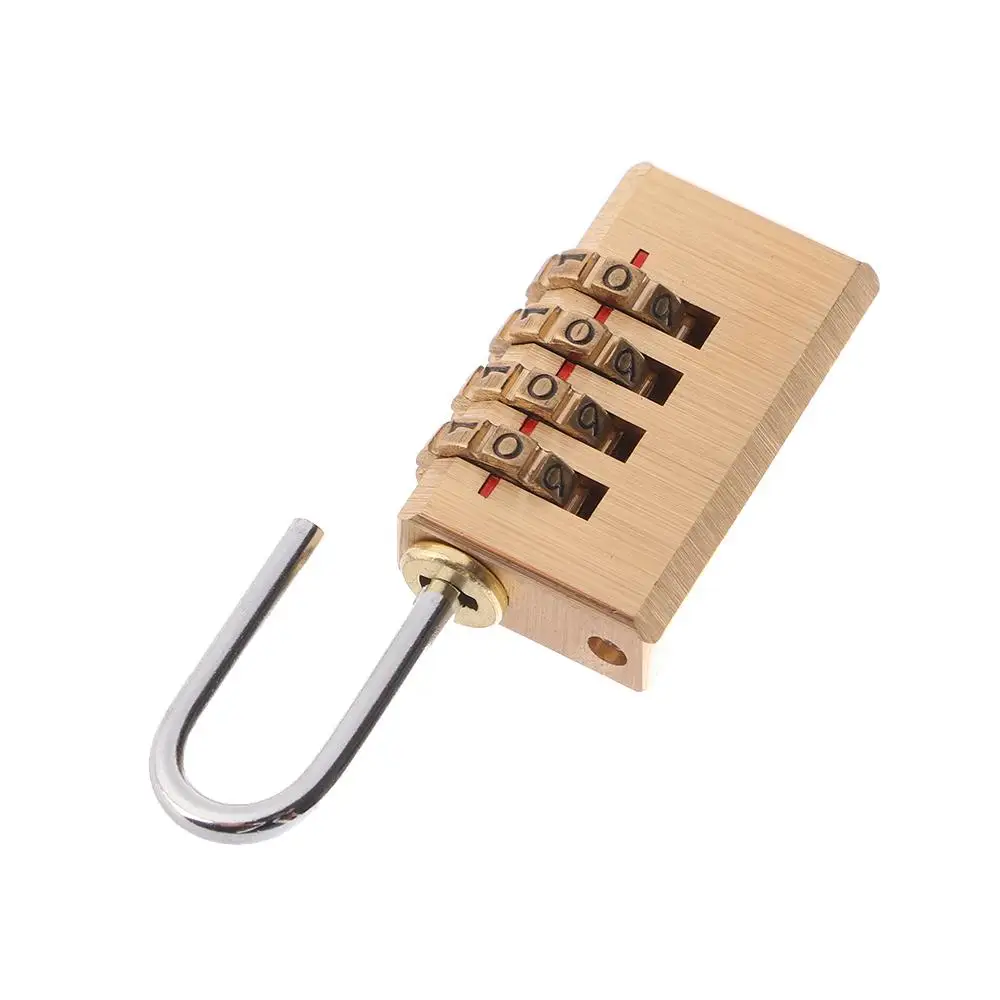 Quality 1pc 4 Digits Number Pure Cooper Resettable Code Locks Mini Brass Combination Lock Padlock Password Code Password Lock