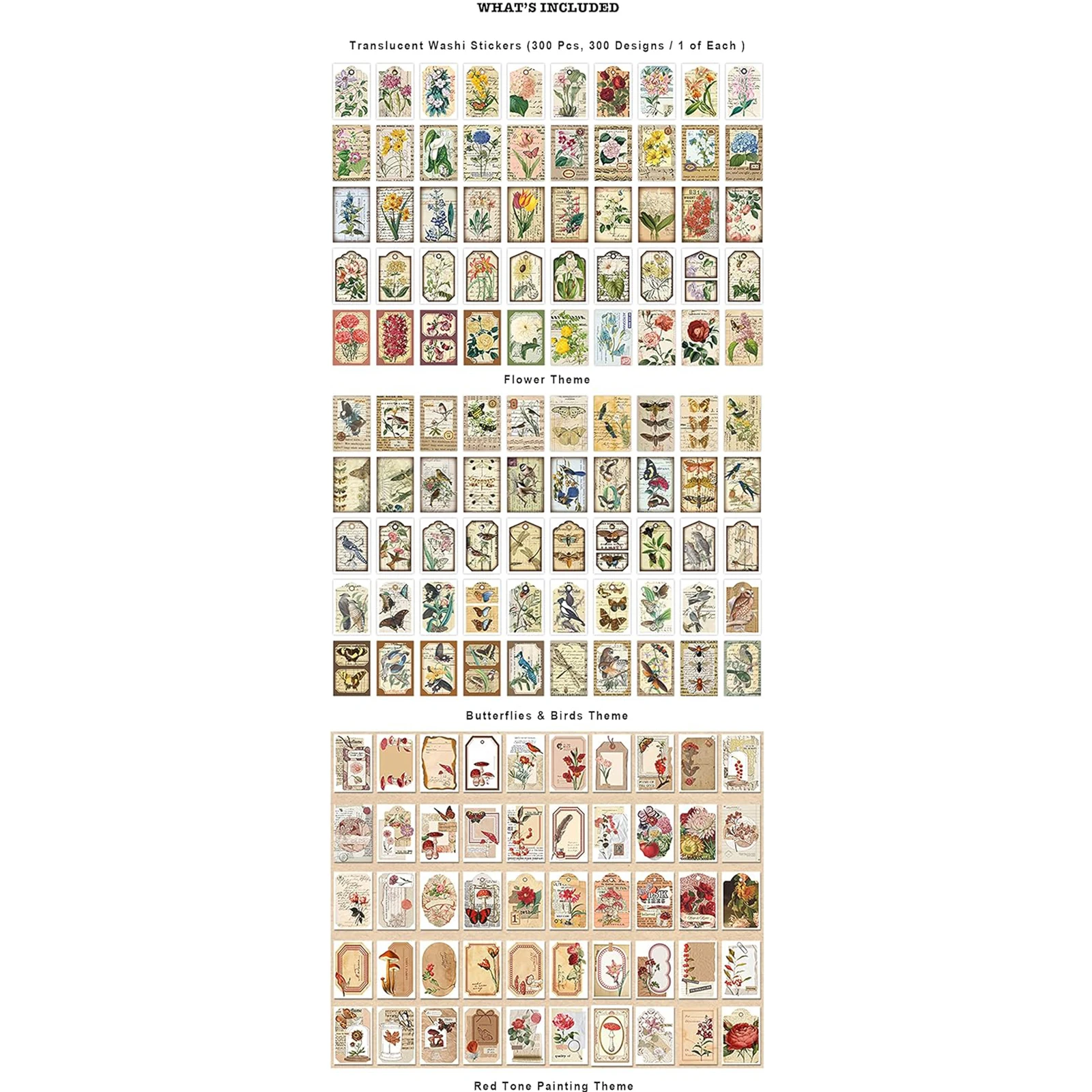 300PCS Landschaft Stil Aufkleber Buch Washi Papier Journal DIY Material Dekoration Aufkleber Memo Pad Sammelalbum Schreibwaren – Detail 11
