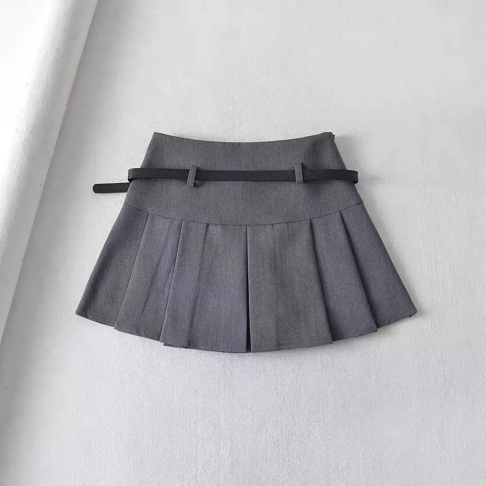 Grey Pleated Skirt Women 2026 New Spring and Summer High Waist A Word Skirt