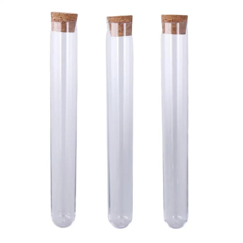Sample Display Decorations with Cork Stoppers Plastic Test Tubes Round Base Container Storage for Scientific Experiments