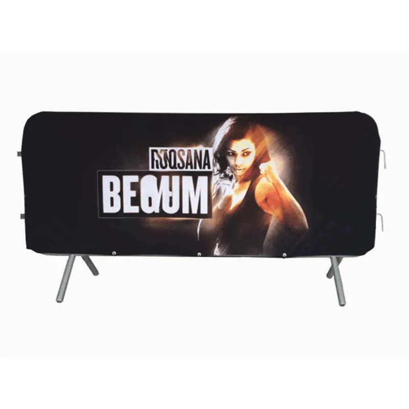 Double Side Print And Mesh Fabric For Easy Fit Crowd Barrier Printed Banner Covers Road Safety Barricade Cover