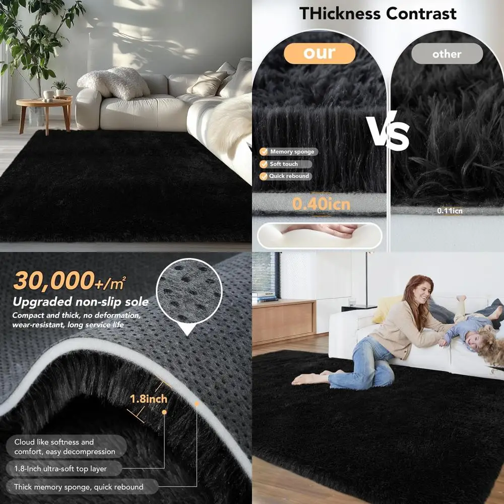 

Черные коврики Shag 5x8: плюшевые мягкие коврики для спален и гостиных