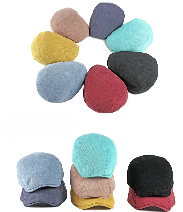 Herren Strick-Ivy-Flatcap, klassische einteilige Newsboy-Mütze, weiche, atmungsaktive, einfarbige Baskenmütze mit verstellbarem Snapback für – Detail 1