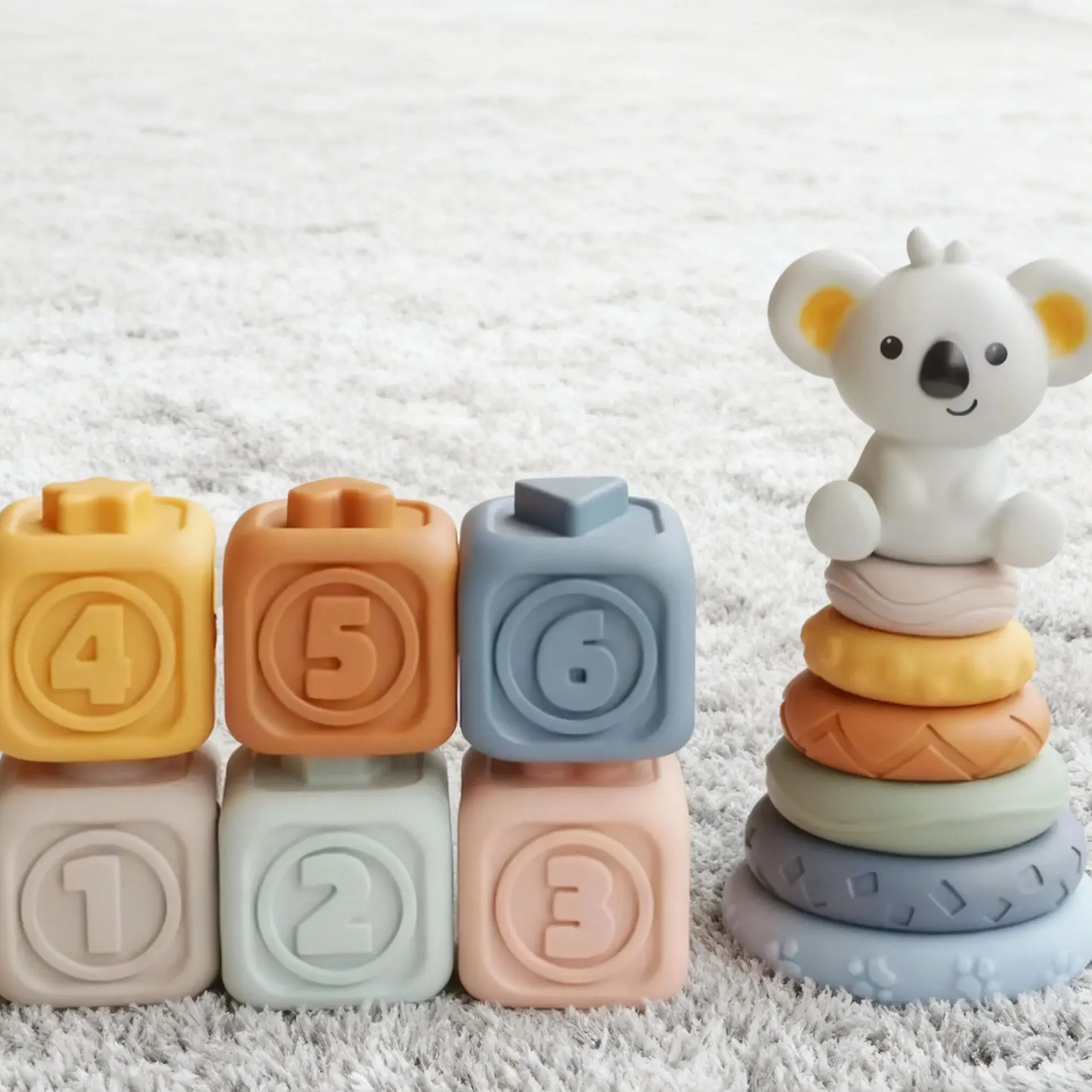 บล็อกซิลิโคนสำหรับเด็ก ของเล่นมอนเตสซอรี่สำหรับเด็กวัยเตาะแตะ ของเล่นเสริมพัฒนาการ ของเล่นเขย่ามือ ของเล่นเสริมทักษะการเรียนรู้สำหรับเด็กหญิงและเด็กชาย