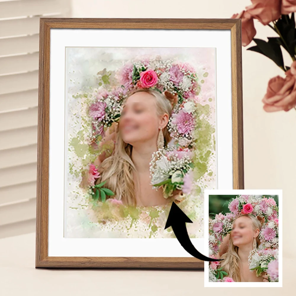 

Personalized Photo Custom Painting on Canvas Pictures Your Photo on Canvas Painting One Piece Poster Watercolor Photo Prints Pop