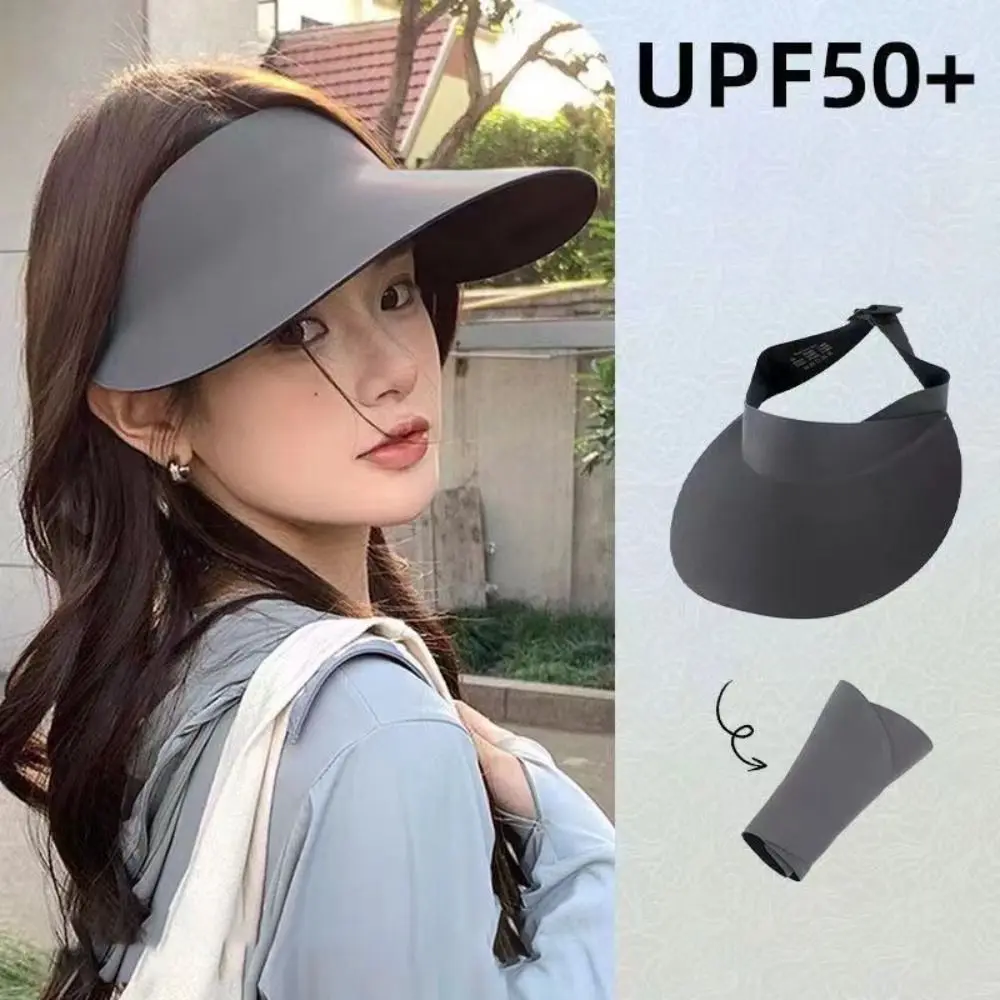 

New Nylon fabric Wide Visor Brim Hat Quick-drying UV Sun Protection Empty Top Hat Non-marking Sun Cap Summer