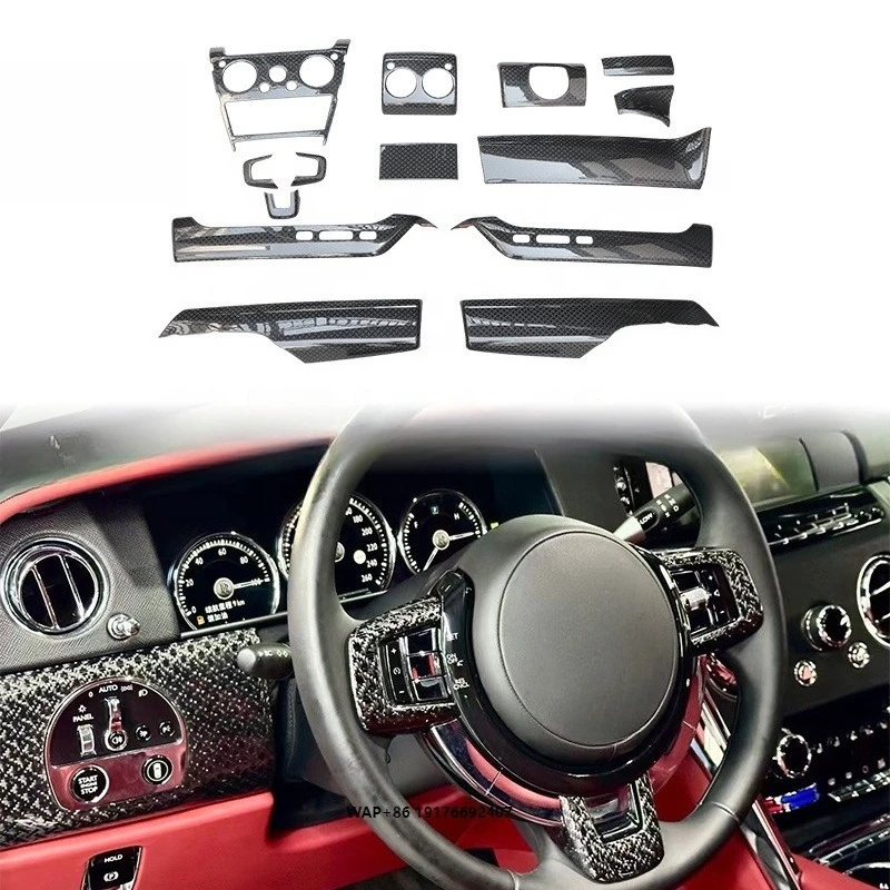 Car Interior Trim for Cullinan Carbon Fiber Center Console Gear Panel Window Button Interiors Kits