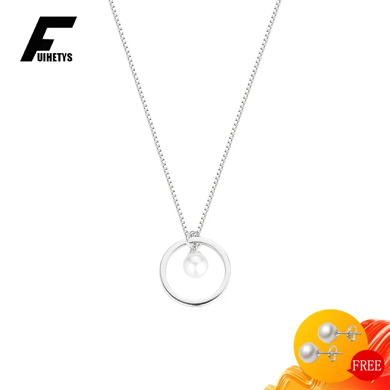 

FUIHETYS Trendy Necklace 925 Silver Jewelry with Pearl Pendant Ornament for Women Wedding Engagement Party Bridal Gift Wholesale