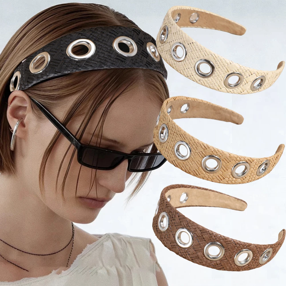 Korea Weben Stirnband Für Frauen Bast Haarbänder Mädchen Punk Mode Haar Hoop Band Turban Lünette Weibliche Mode Haar Zubehör