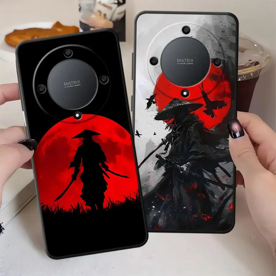 Черный мягкий чехол для телефона Honor 8X X5b 90 X8 X7 Magic5Lite 70 200 400 Lite X9a X6 Anime Samurai Design