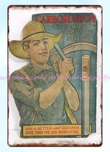 Carborundum Niagara Scythe Stones metal tin sign poster home accessories