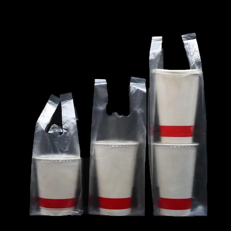 3000Pcs/Lot Single Cup Pocket Plastic Bags Transparent Portable Handle Sack Coffee Milk Tea Drink Disposable Pouch