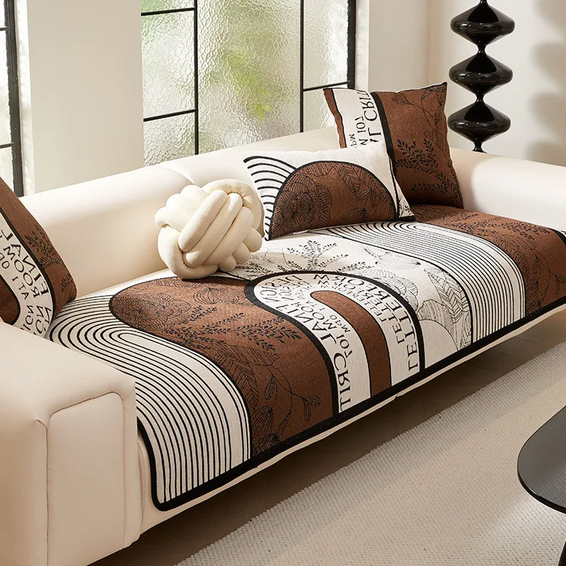 1pcs Chenille Sofa Cover Home Straight Row Chair Cushion Dustproof Non Slip Wear-resistant Furniture Protector for Living Room
