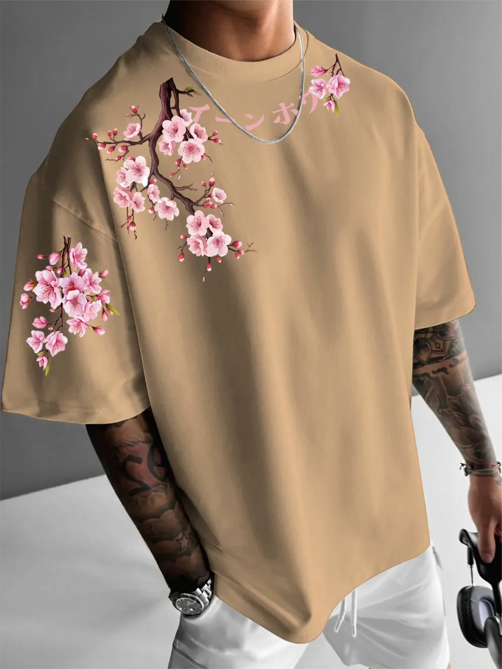 Harajuku Japanisches Blumenmuster 3D-Druck Atmungsaktives Schnelltrocknendes Herren-T-Shirt Outdoor Street Casual Fashion Y2K Eltern-Kind-Kleidung – Detail 3
