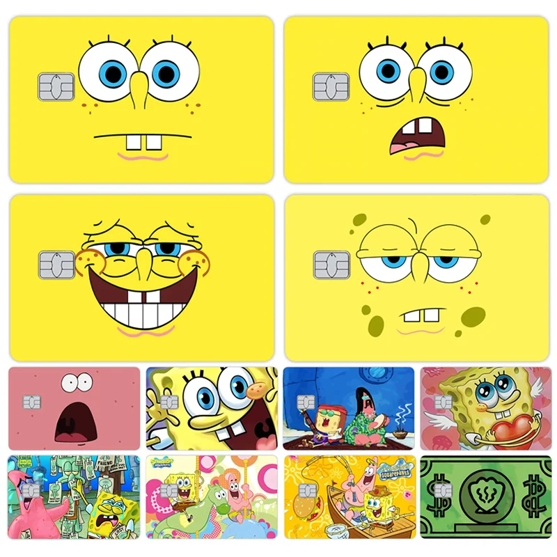 

Spongebob Cartoon Credit Card Visa Stickers Debit Bank Charge Card Bus Metro Waterproof Skin Sticker Decal Women Accessories