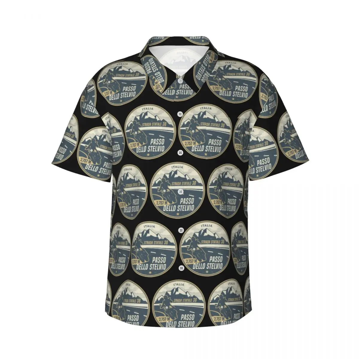 Stelvio Pass, Italy Men's Shirts Hawaiian Short Sleeve Shirt Casual Button Tops for Summer Beach