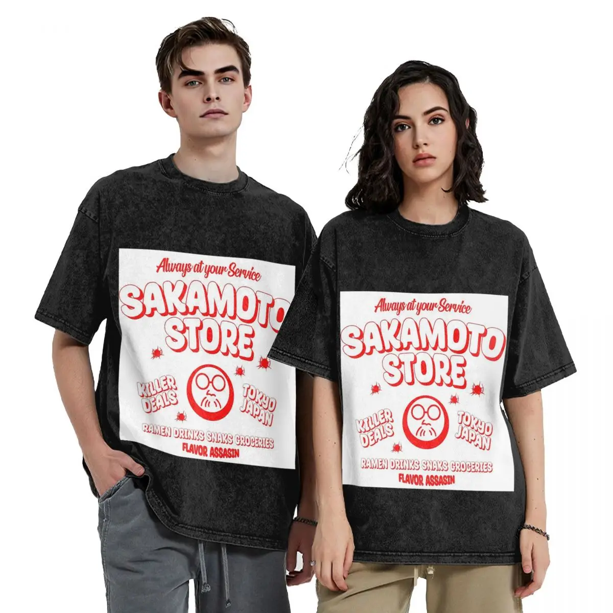Sakamoto Days STORE Hip Hop Short Sleeve T-Shirts Washed Tops Tees Streetwear T Shirt Vintage for Men woman
