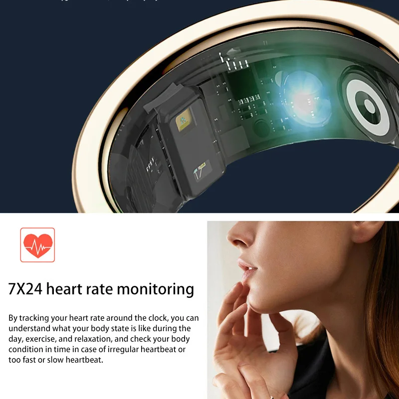 Smart Ring Waterproof Body Monitoring Exercise Heart Rate Blood Pressure Blood Oxygen Detection Magnetic Charging Titanium Alloy - Image 3
