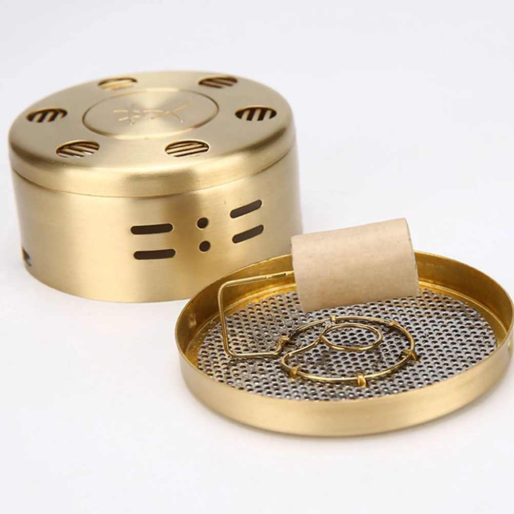 

1 Set Of Trigeminy Pure Copper Moxibustion Box Brown Portable For Home Beauty Salon Health Therapy Pain Relief Environmental