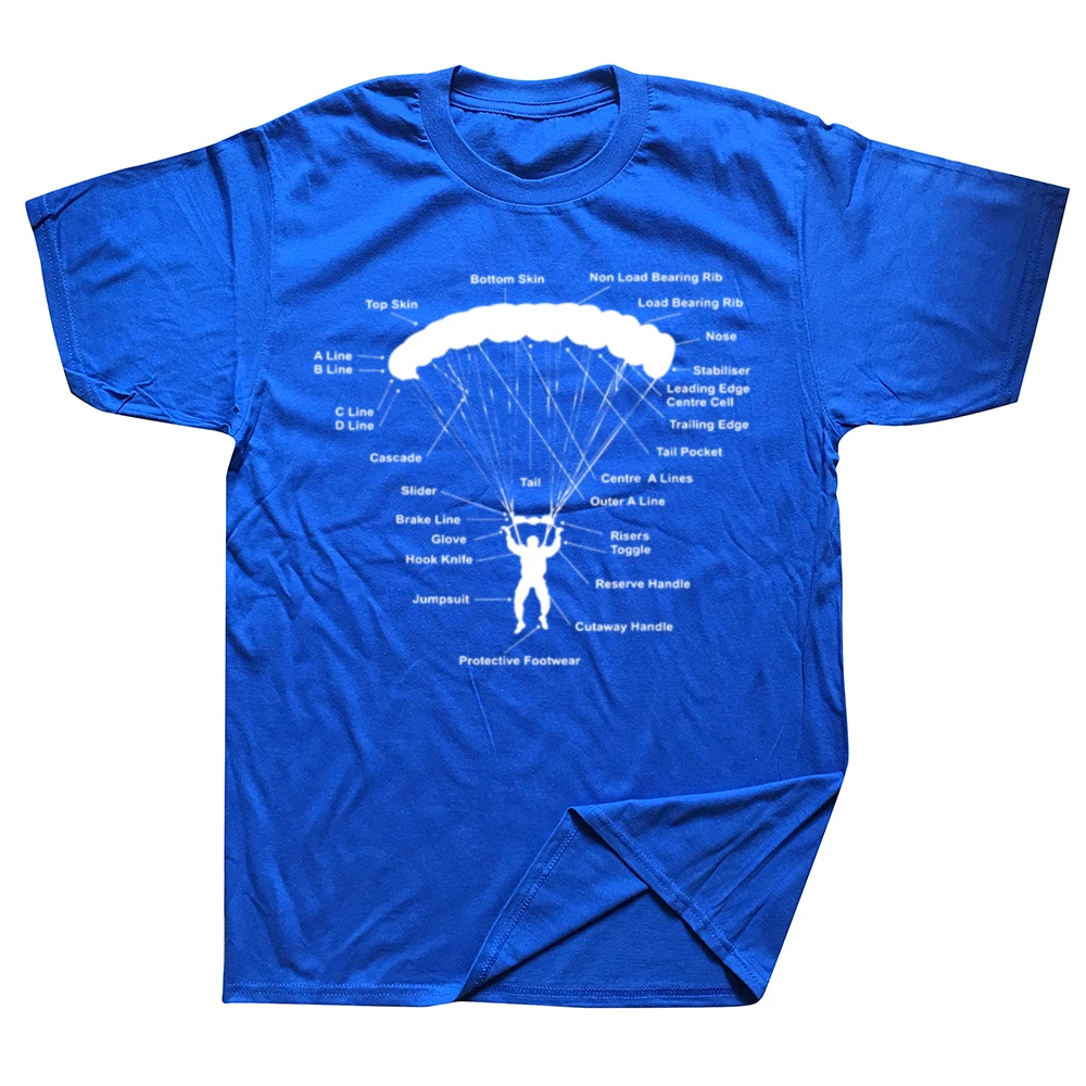 Funny Paraglider Parachute Anatomy Paragliding Skydiving T-shirts Men Women's Casual Tshirt 100% Cotton Loose Oversized T Shirt