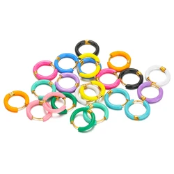 2pcs/lot Stainless Steel Fancy Candy Color Enamel Hoop Earrings Sweet Summer Huggie Earrings Women Bijoux Gifts Fashion Jewelry