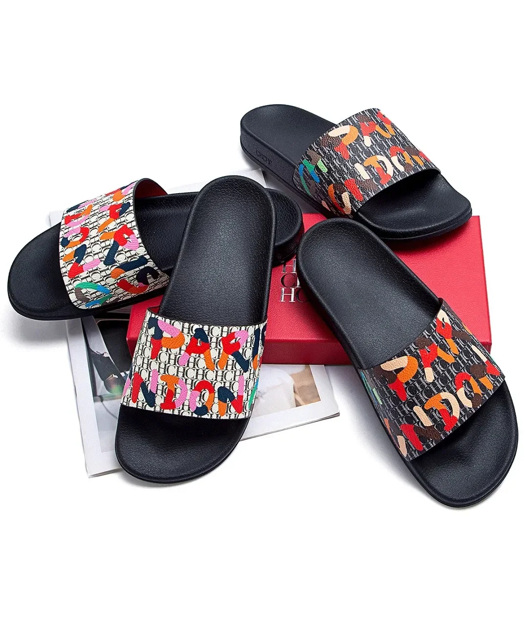 

CH, уличные модные женские тапочки из ПВХ, роскошные брендовые женские классические тапочки с буквенным принтом, простой дизайн, повседневная новинка 2023 года