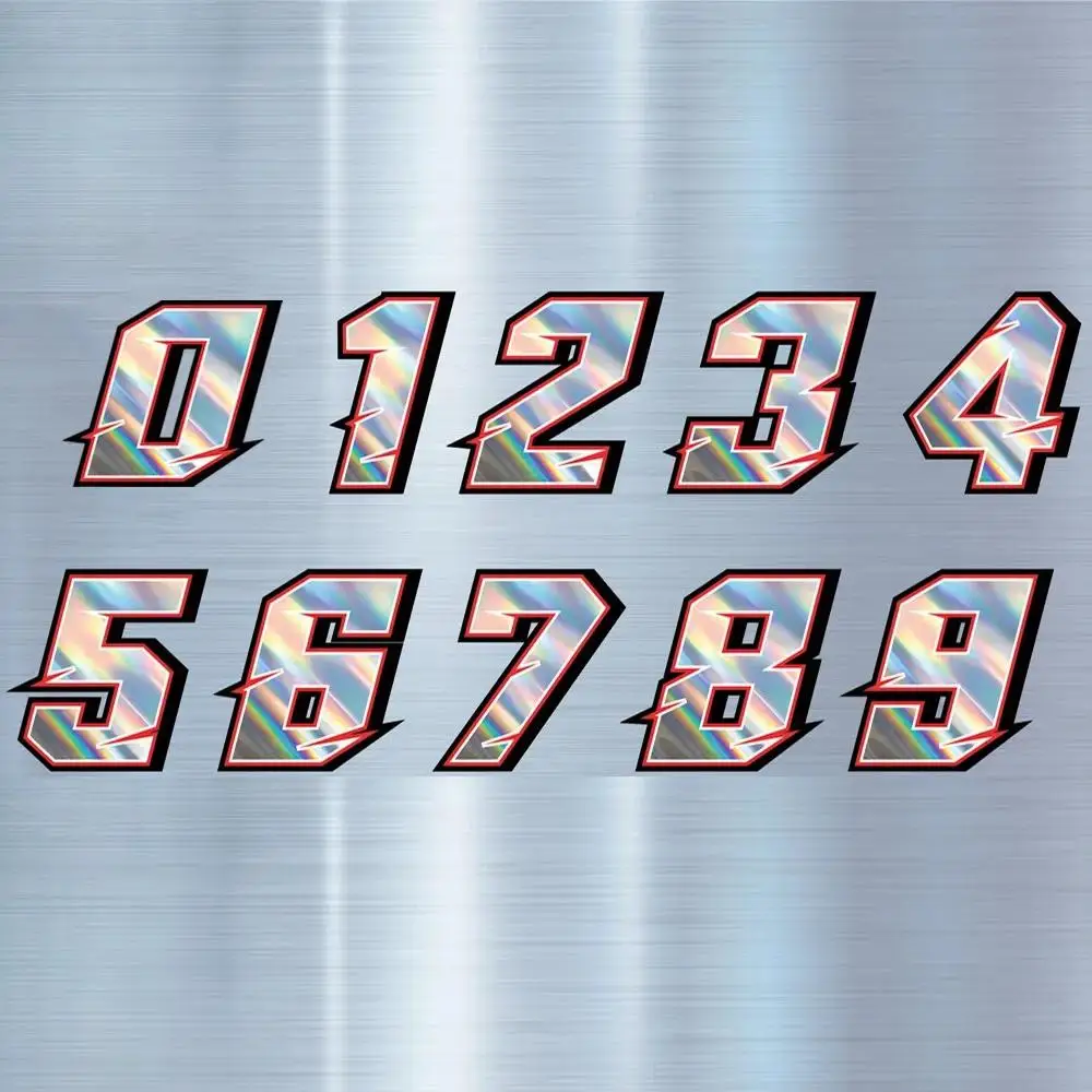 Reflective Laser Number 0-9 Vinyl Sticker Waterproof Motorcycle Tank Fender Helmet Decal Racing Decor Auto Style